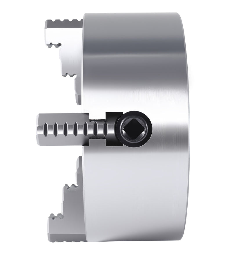 6'' 4-Jaw Independent Lathe Chucks, Plain Back, Semi-Steel Body, Including 1 Set Of Reversible Jaws, 0557-0006