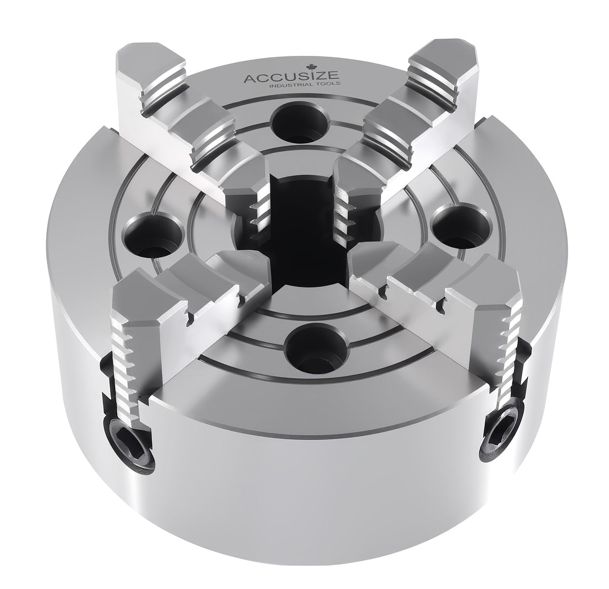 6'' 4-Jaw Independent Lathe Chucks, Plain Back, Semi-Steel Body, Including 1 Set Of Reversible Jaws, 0557-0006