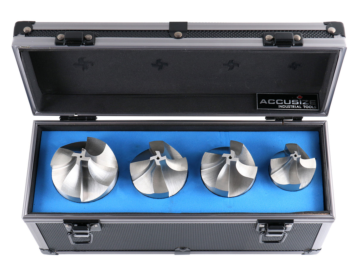 H.S.S. Corner Rounding End Mill Set 4 Pc Size from 1/2'' to 3/4'', 3/4'' Shank, 1011-0004