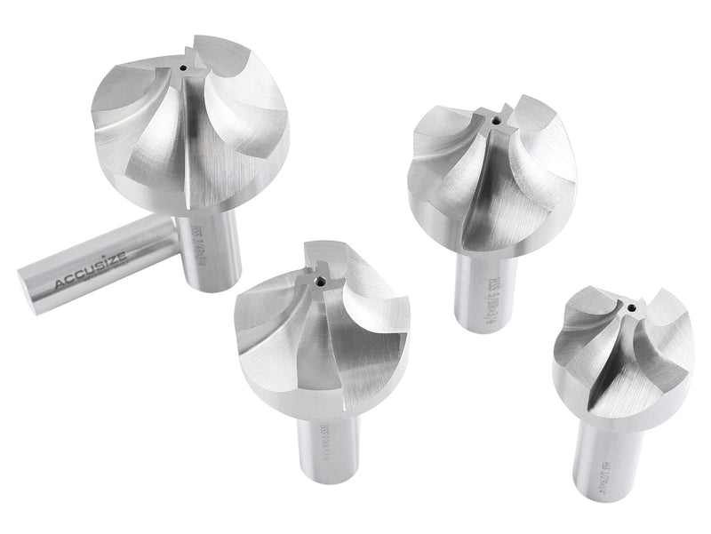 H.S.S. Corner Rounding End Mill Set 4 Pc Size from 1/2'' to 3/4'', 3/4'' Shank, 1011-0004