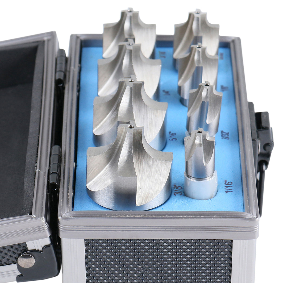 H.S.S. Corner Rounding End Mill Set Size from 1/16'' to 3/8'', 8 Pcs, 1011-0008