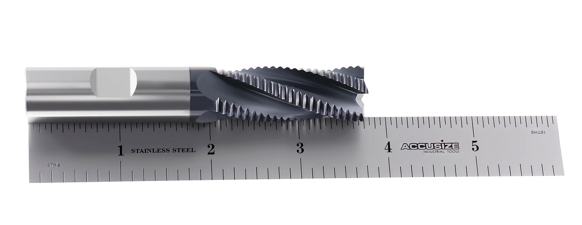 Standard Tooth M42 8% Cobalt Tialn Roughing End Mill, 5/8'' by 5/8'' by 1-5/8'' Flt Length, 1102-0058