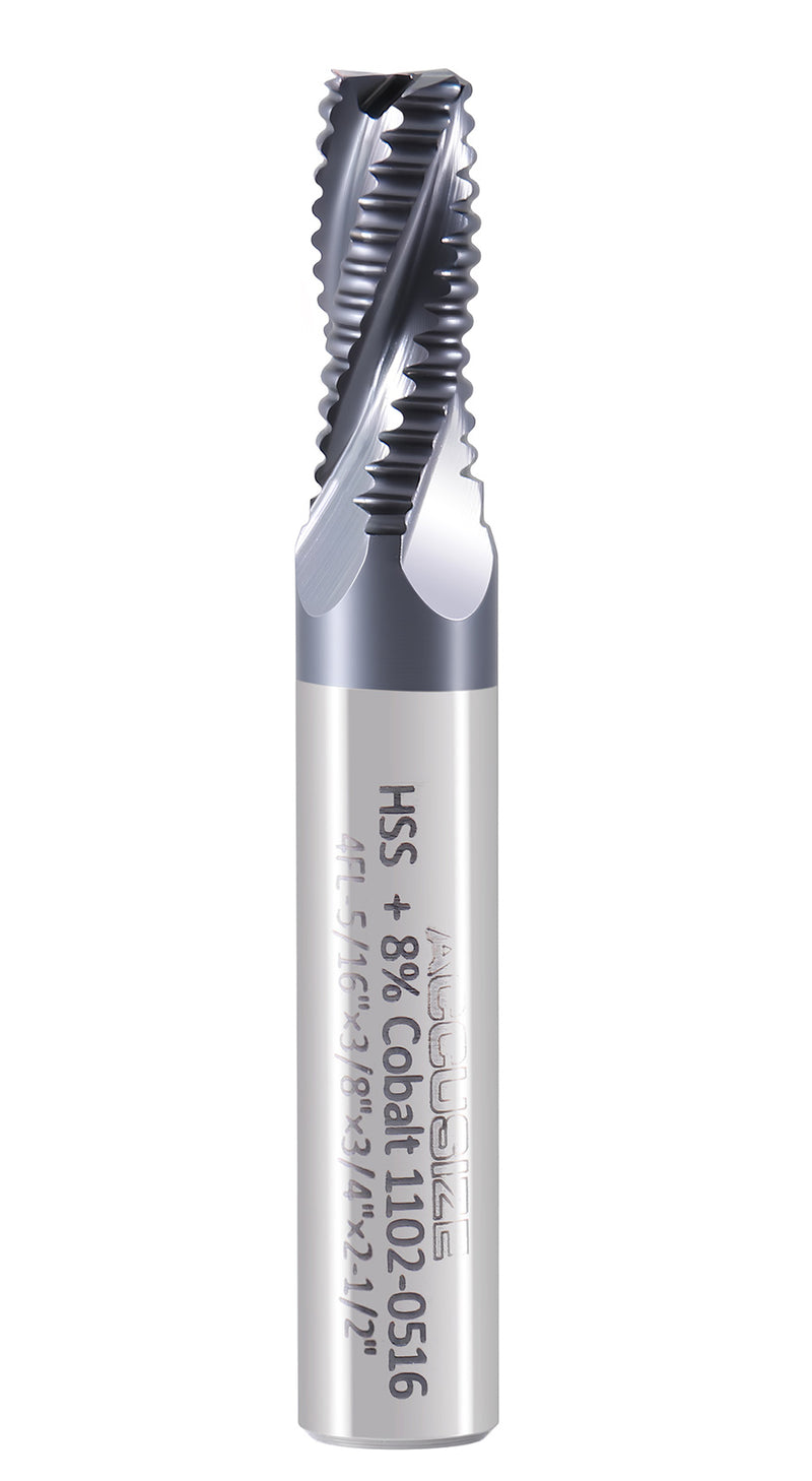 Standard Tooth, TiAlN Coated, M42-8% Cobalt Roughing End Mills