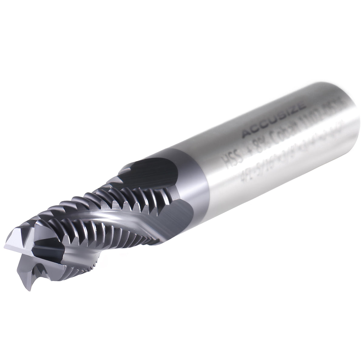 5/16'' by 3/8'' by 3/4'' Flt Length, 2-1/2'' Oal, 4 Flute, Standard Tooth M42 8% Cobalt Tialn Roughing End Mill, 1102-0516