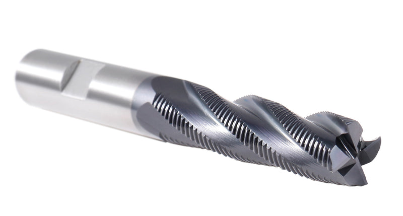 1/2'' Fine Tooth M42 8% Cobalt Tialn Roughing End Mill, 1/2'' Shk Dia, 2'' Flute Length, 4'' Oal, 4 Flute, 1104-0120