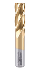 9/16'' Dia, 1/2'' Shk Dia, 1-1/8'' Flt Length, 3-3/8'' Oal, H.S.S. Finishing, Tin Coating End Mill, 1400-3214