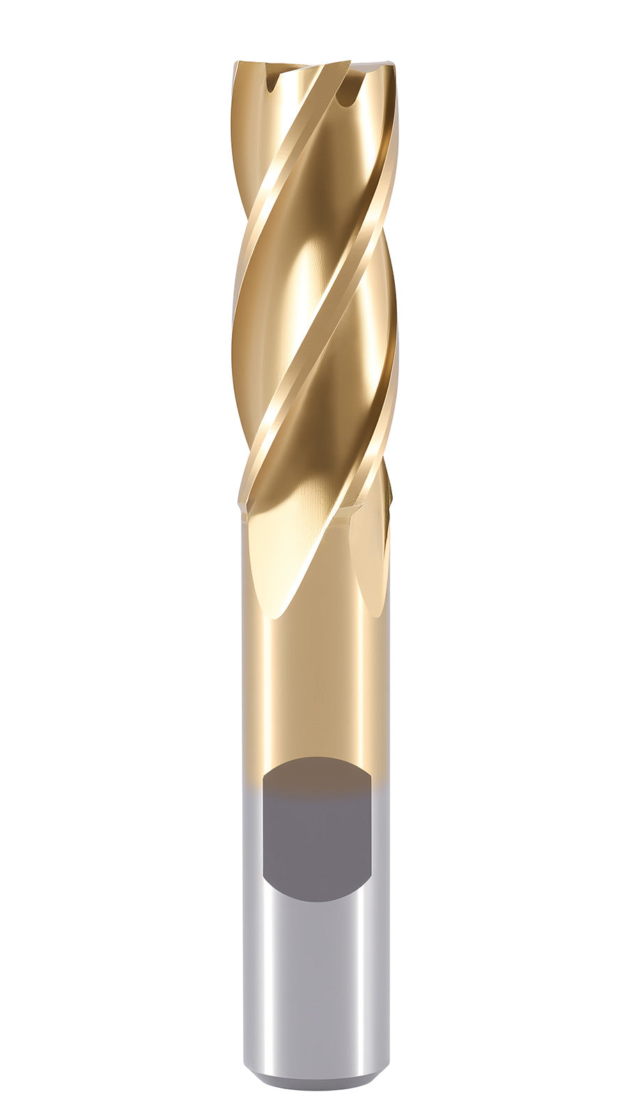 9/16'' Dia, 1/2'' Shk Dia, 1-1/8'' Flt Length, 3-3/8'' Oal, H.S.S. Finishing, Tin Coating End Mill, 1400-3214