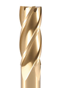 9/16'' Dia, 1/2'' Shk Dia, 1-1/8'' Flt Length, 3-3/8'' Oal, H.S.S. Finishing, Tin Coating End Mill, 1400-3214