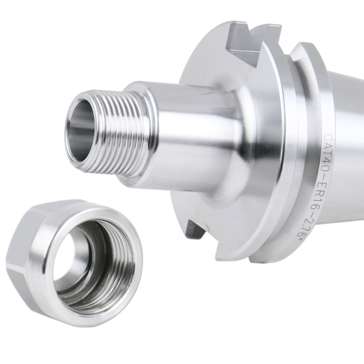 Cat40 V-Flange Collet Chuck for Er16 Collets, Draw Bar Thread 5/8-11'', 8000 RPM, with A Projection Length 2.76'', 1601-0005