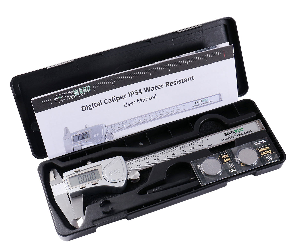 Digital Caliper, 0-6''/0-150 mm Range by 0.0005''/0.01 mm Resolution, Large LCD, Ip54 Water Resistant, 2015-0150