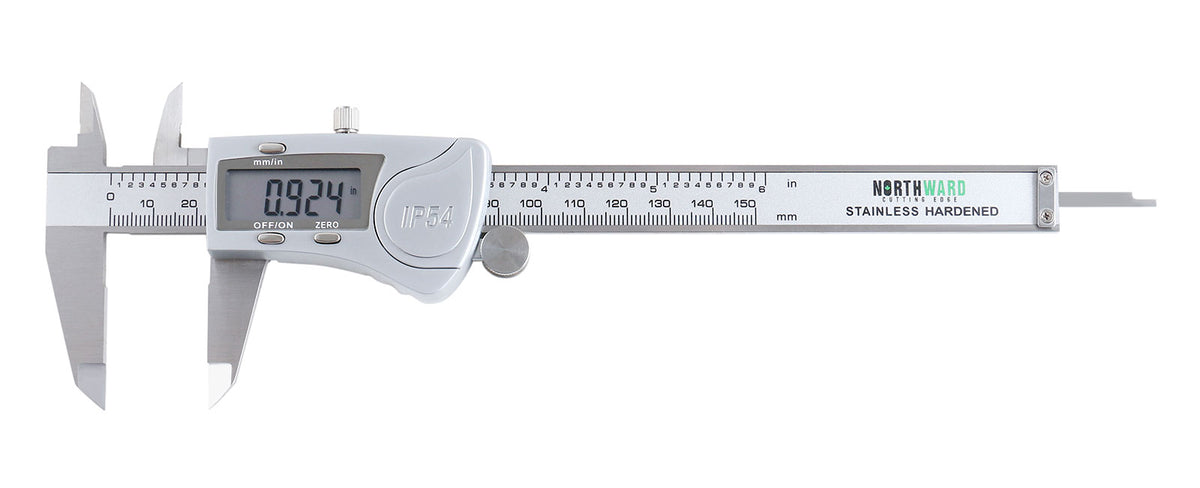 Digital Caliper, 0-6''/0-150 mm Range by 0.0005''/0.01 mm Resolution, Large LCD, Ip54 Water Resistant, 2015-0150