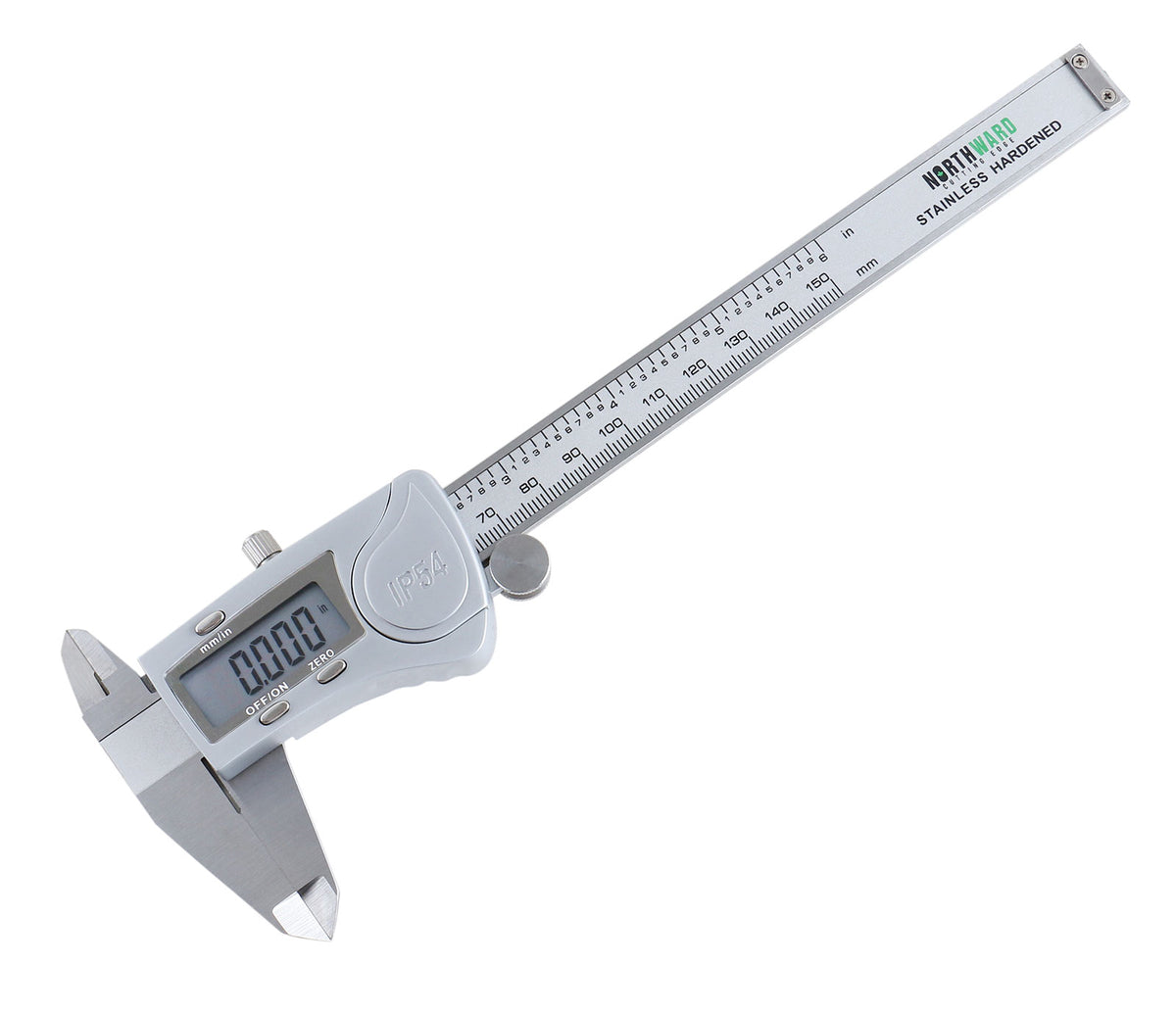 Digital Caliper, 0-6''/0-150 mm Range by 0.0005''/0.01 mm Resolution, Large LCD, Ip54 Water Resistant, 2015-0150
