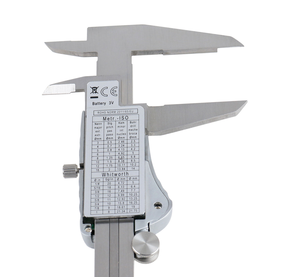 Digital Caliper, 0-8''/0-200 mm Range by 0.0005''/0.01 mm Resolution, Large LCD, Ip54 Water Resistant, 2015-0200