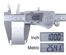 Digital Caliper, 0-8''/0-200 mm Range by 0.0005''/0.01 mm Resolution, Large LCD, Ip54 Water Resistant, 2015-0200