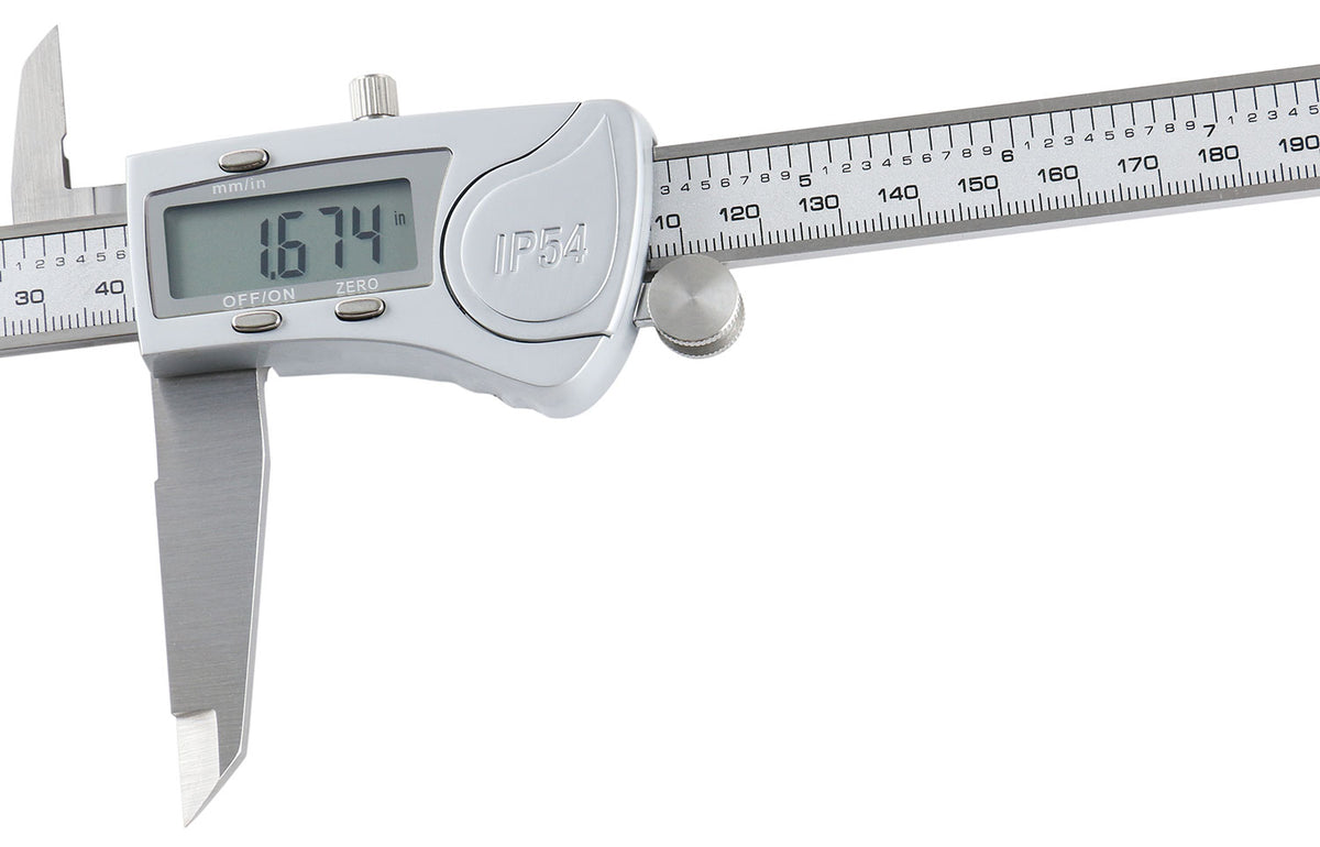 Digital Caliper, 0-12''/0-300 mm Range by 0.0005''/0.01 mm Resolution, Large LCD, Ip54 Water Resistant, 2015-0300