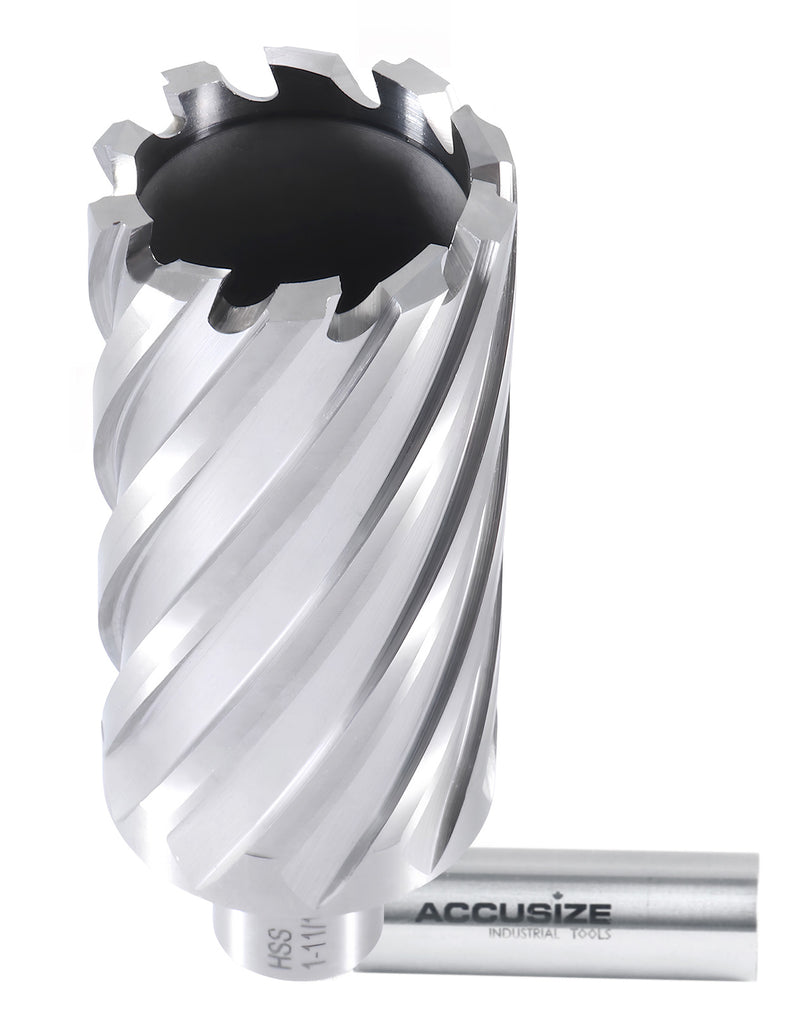 Fraises annulaires H.S.S. 3" Profondeur de coupe avec tige Weldon 3/4", sol CBN, norme ANSI