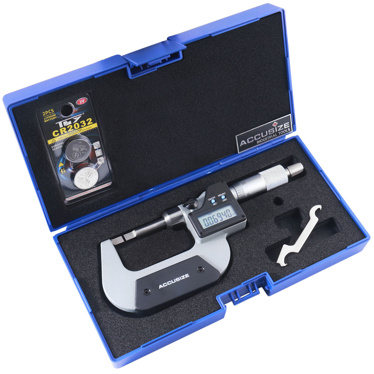 0-1''/0-25 mm by 0.00005''/0.001 mm Electronic Digital Blade Micrometer, 2312-1010