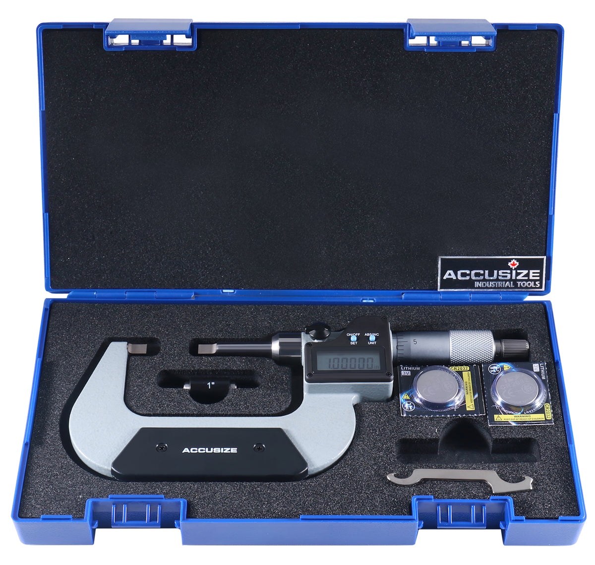1-2'' by 0.00005'' Blade Electronic Digital Micrometer Abs/Inc Interchangeable, 2312-2010