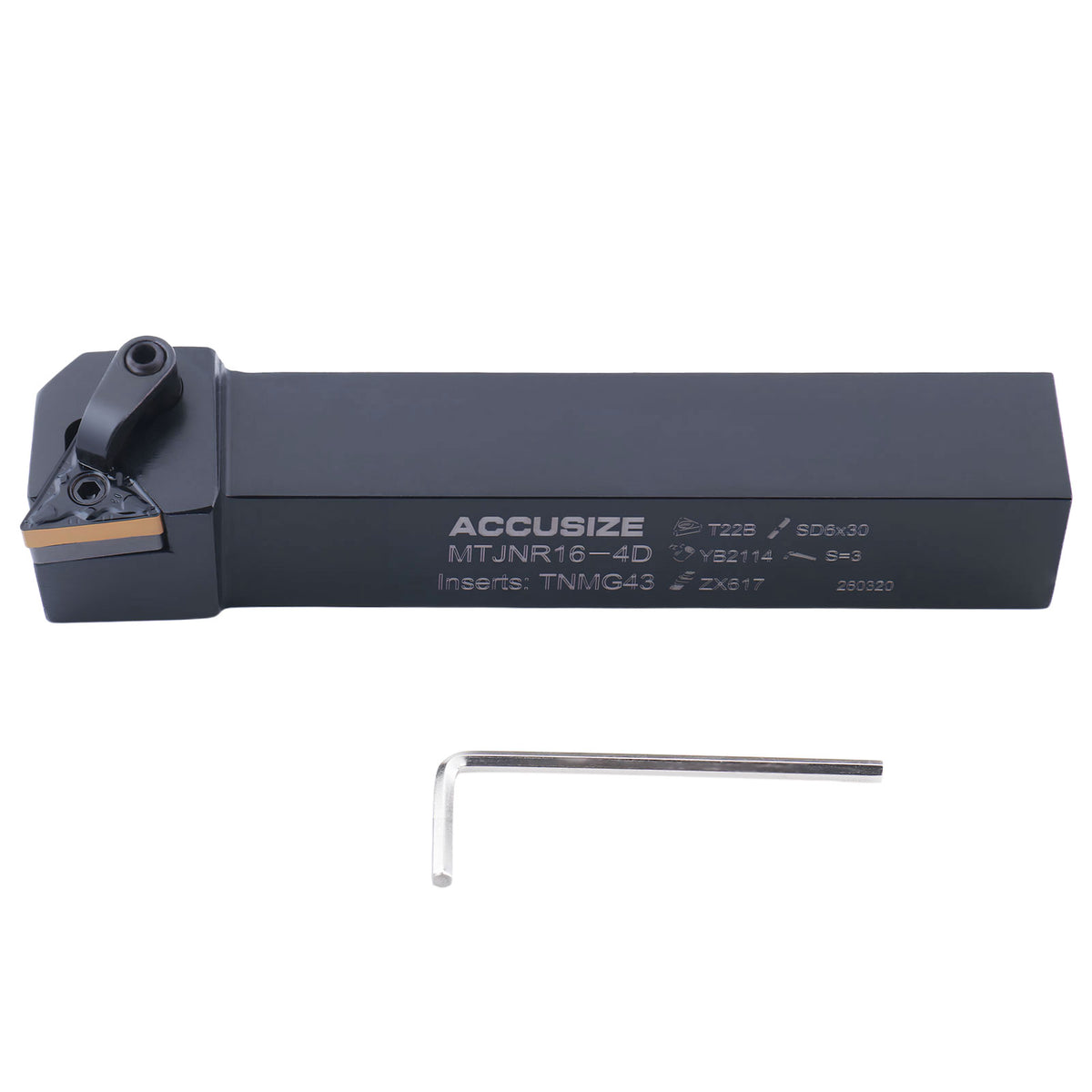 MTJNR16‑4D Turning Tool Holder, Right Hand, 1" Shank x 6" OAL, Includes TNMG432 Carbide Insert, 2312-5012