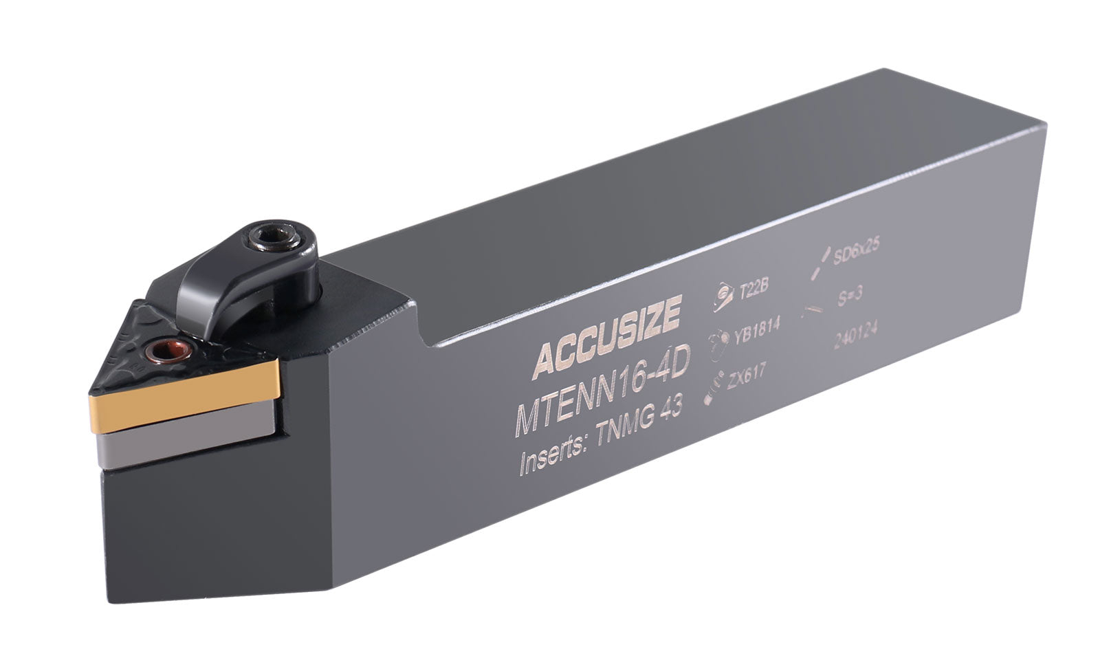 MTENN Toolholders with Carbide TNMG Inserts, Right-Hand and Left Hand