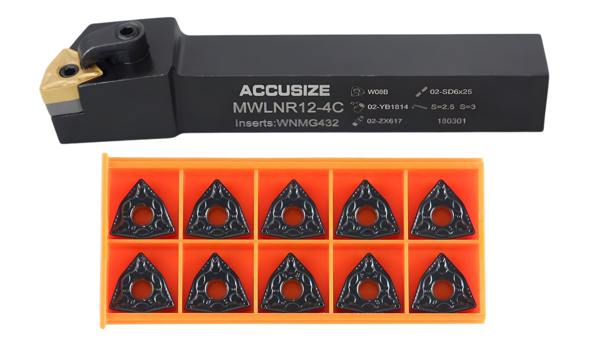 MWLN R/L Toolholders with Extra 10 Carbide WNMG Inserts