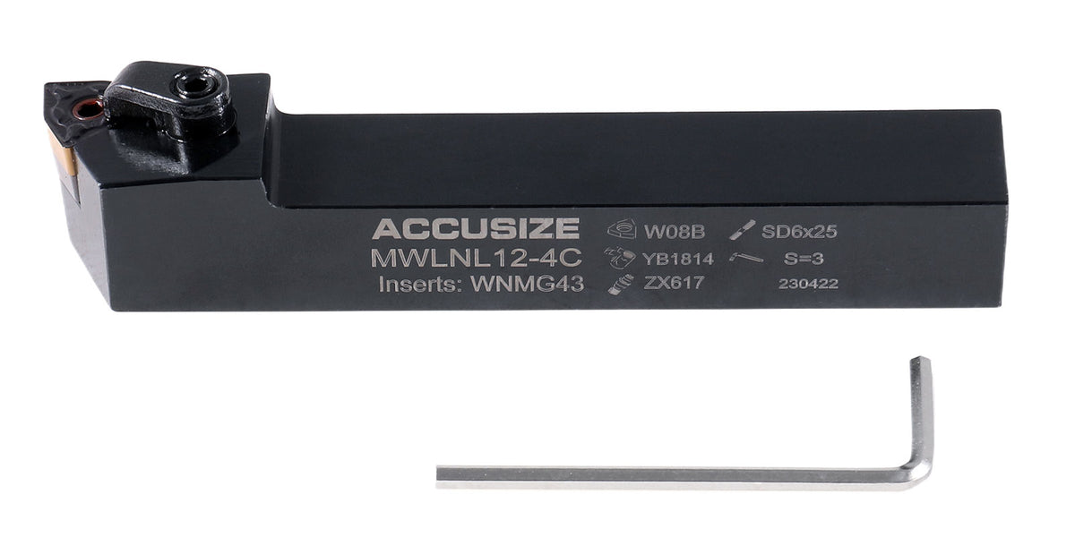 3/4'' by 5'' Overall Length Mwln Tool Holder, Left Hand Cutting with Wnmg43 Carbide Inserts, 2316-1008