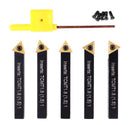 1/4'' by 2'' Oal 5 Pc Indexable Turning Tool Set with Tcmt1.8(1.5) Carbide Inserts, 2380-5022