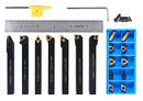 7 Pieces/Set 3/8'' Indexable Carbide Turning Tool Set with 10 Extra Carbide Inserts in Fitted Box, 2387-2003plus