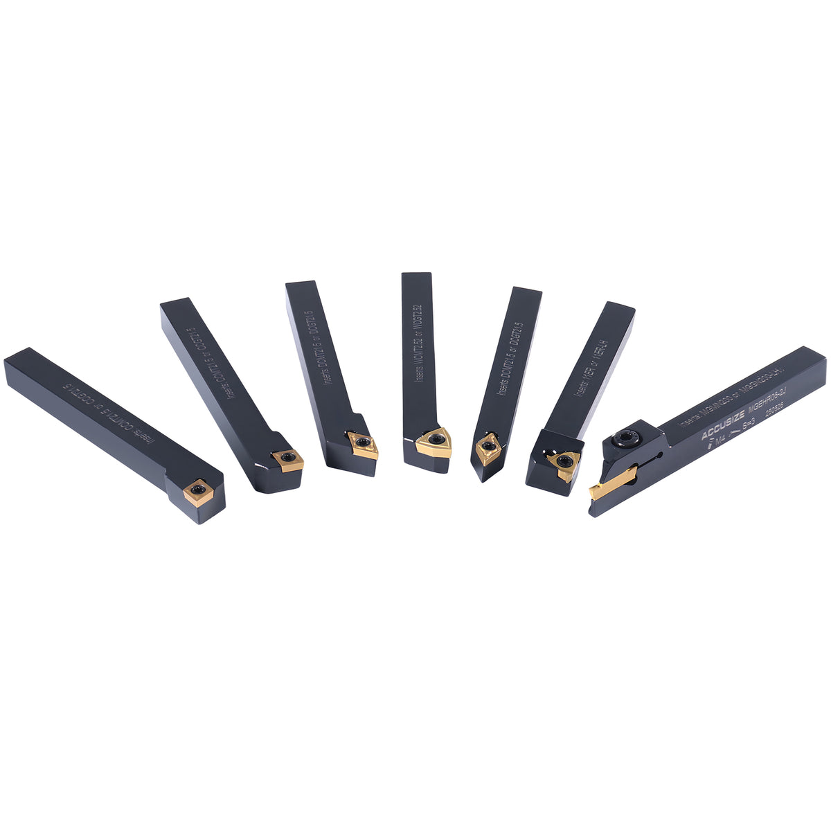 7 Pieces/Set 3/8'' Indexable Carbide Turning Tool Set with 10 Extra Carbide Inserts in Fitted Box, 2387-2003plus