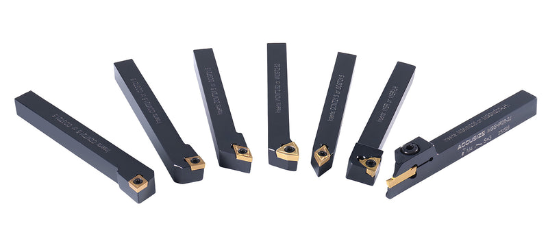 7 Pieces/Set 3/8'' Indexable Carbide Turning Tool Set with 10 Extra Carbide Inserts in Fitted Box, 2387-2003plus