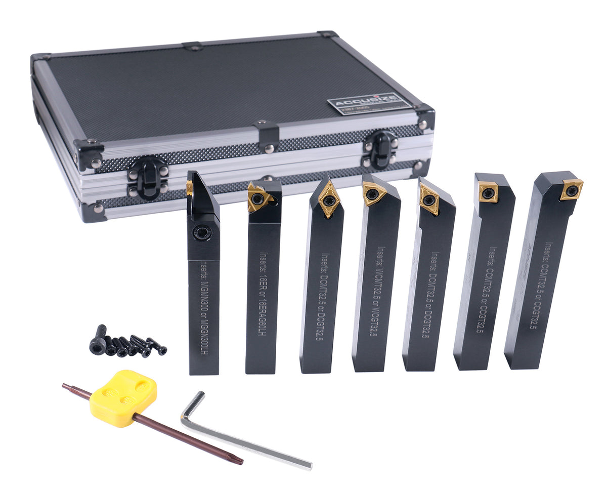 5/8'' Shank 7 Pc Indexable Carbide Turning Tool Set in Fitted Box, 2387-2005