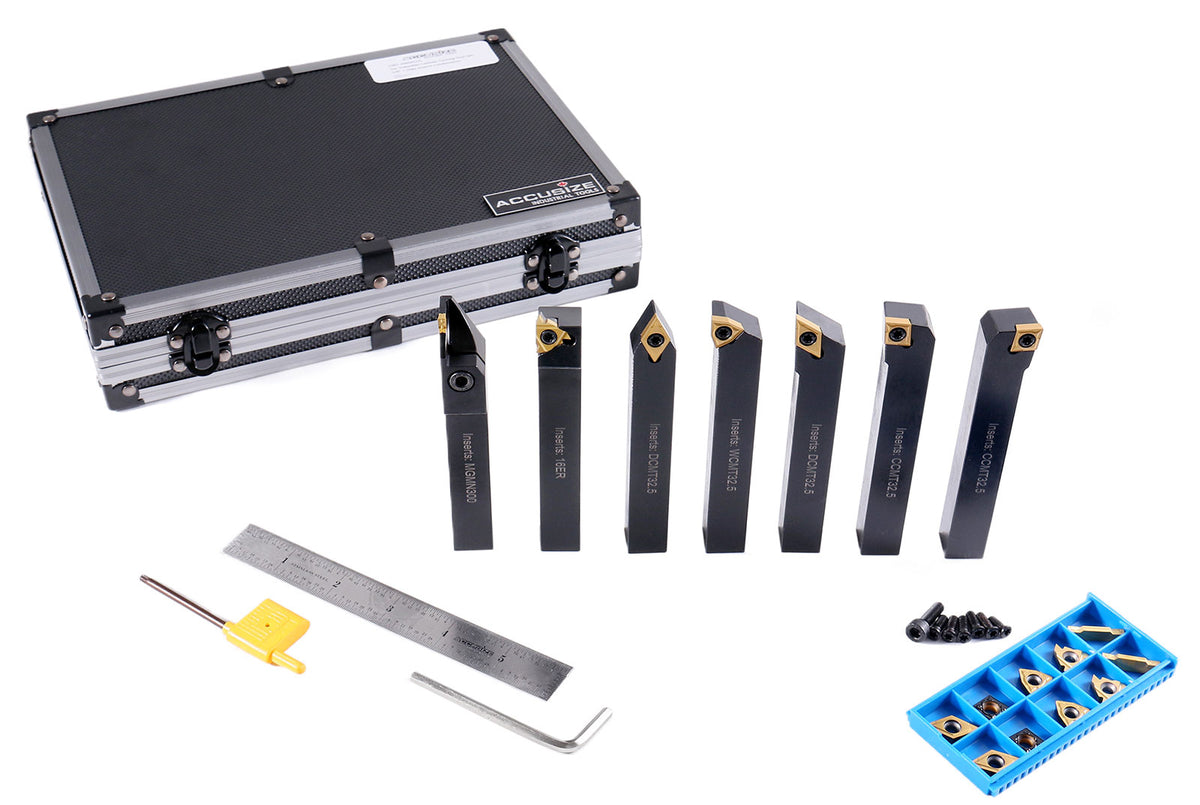 7 pcs Outils de tournage en carbure indexables avec inserts supplémentaires