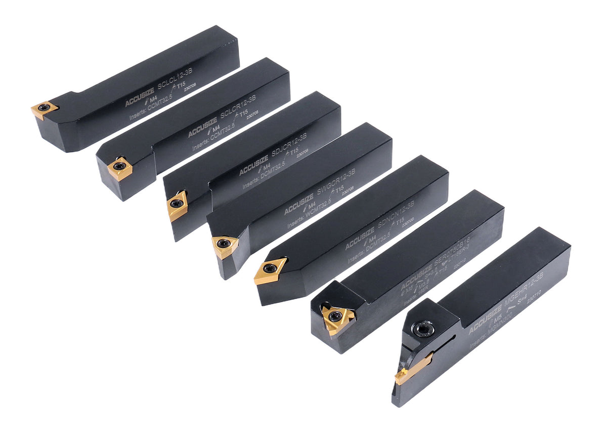 7 Pc Lathe Toolset, Indexable Carbide Turning Tools