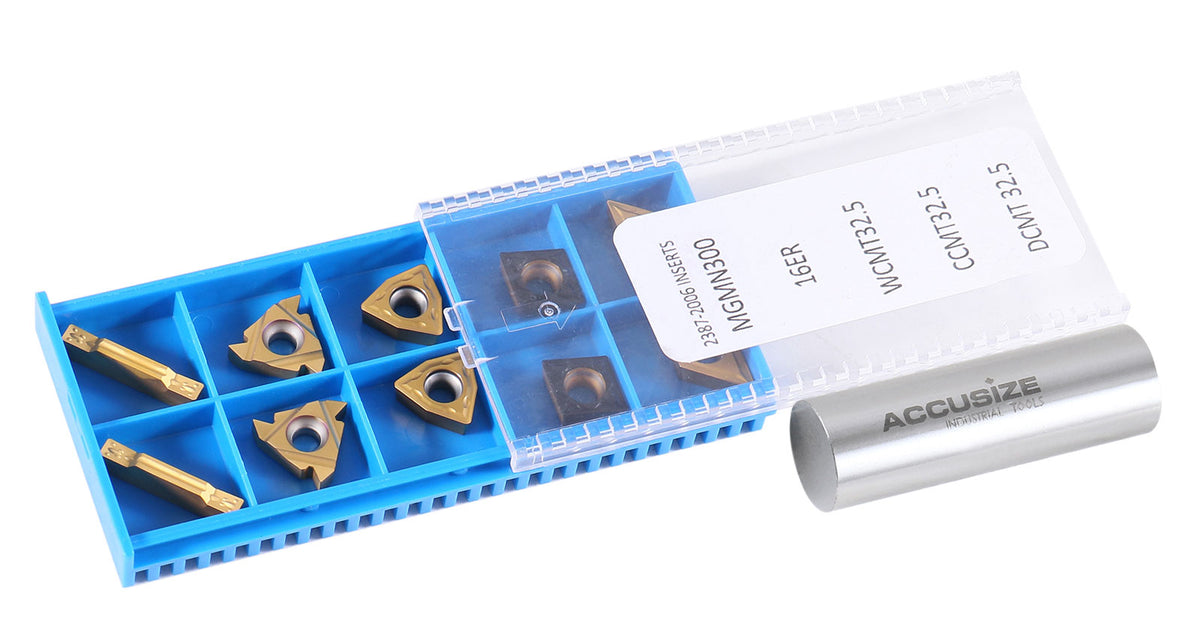 2 pièces de chaque type d'inserts en carbure pour les jeux d'outils de tournage en carbure Accusize 7ps indexables, enduit CVD et revêtu d'étain, total de 10 pièces