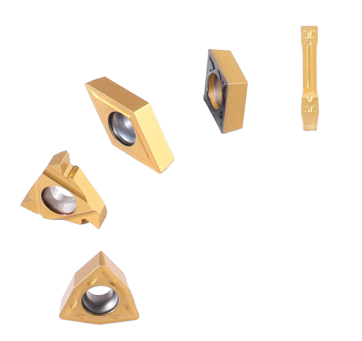 2 pièces de chaque type d'inserts en carbure pour les jeux d'outils de tournage en carbure Accusize 7ps indexables, enduit CVD et revêtu d'étain, total de 10 pièces