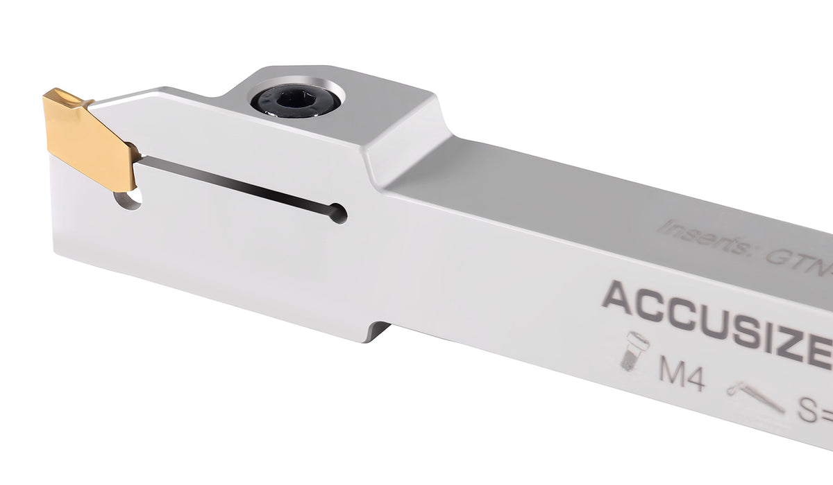 1/2'' Shank Heavy Duty Indexable Grooving/Cut-Off Holder, Nickel Plated, with a Gtn-2 Tin Coated Carbide Insert, 2415-5024