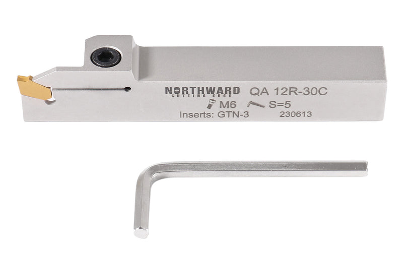 3/4'' by 3/4'' Heavy Duty Indexable Grooving Cut-Off Holder, Nickel Plated, Gtn-3 Tin Coating Carbide Insert, 2415-5030