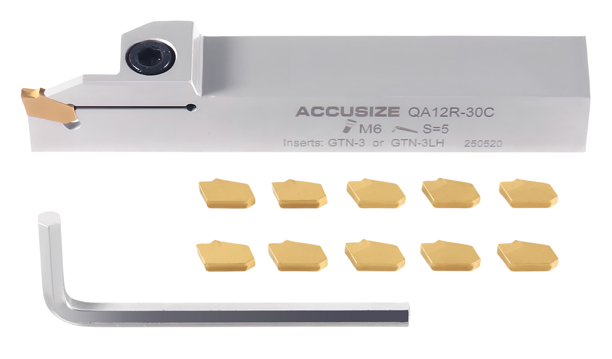 Porte-rainures et coupures indexables robustes avec embouts GTN extra 10 enrobés en carbure étN, 3/8", 1/2', 3/4", & 1", main droite