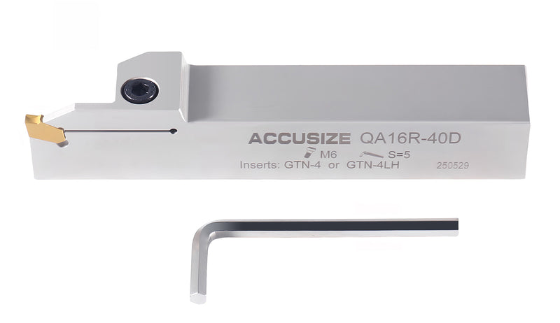 1'' Shank Heavy Duty Indexable Grooving/Cut-Off Holder, Nickel Plated, with a Gtn-4 Tin Coated Carbide Insert, 2415-5036