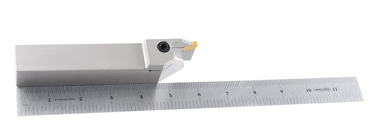 1'' Shank Heavy Duty Indexable Grooving/Cut-Off Holder, Nickel Plated, with a Gtn-4 Tin Coated Carbide Insert, 2415-5036