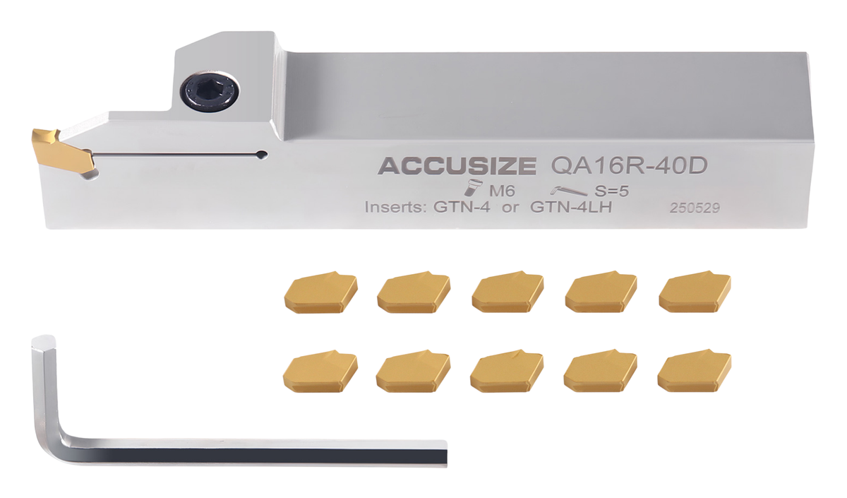 Porte-rainures et coupures indexables robustes avec embouts GTN extra 10 enrobés en carbure étN, 3/8", 1/2', 3/4", & 1", main droite