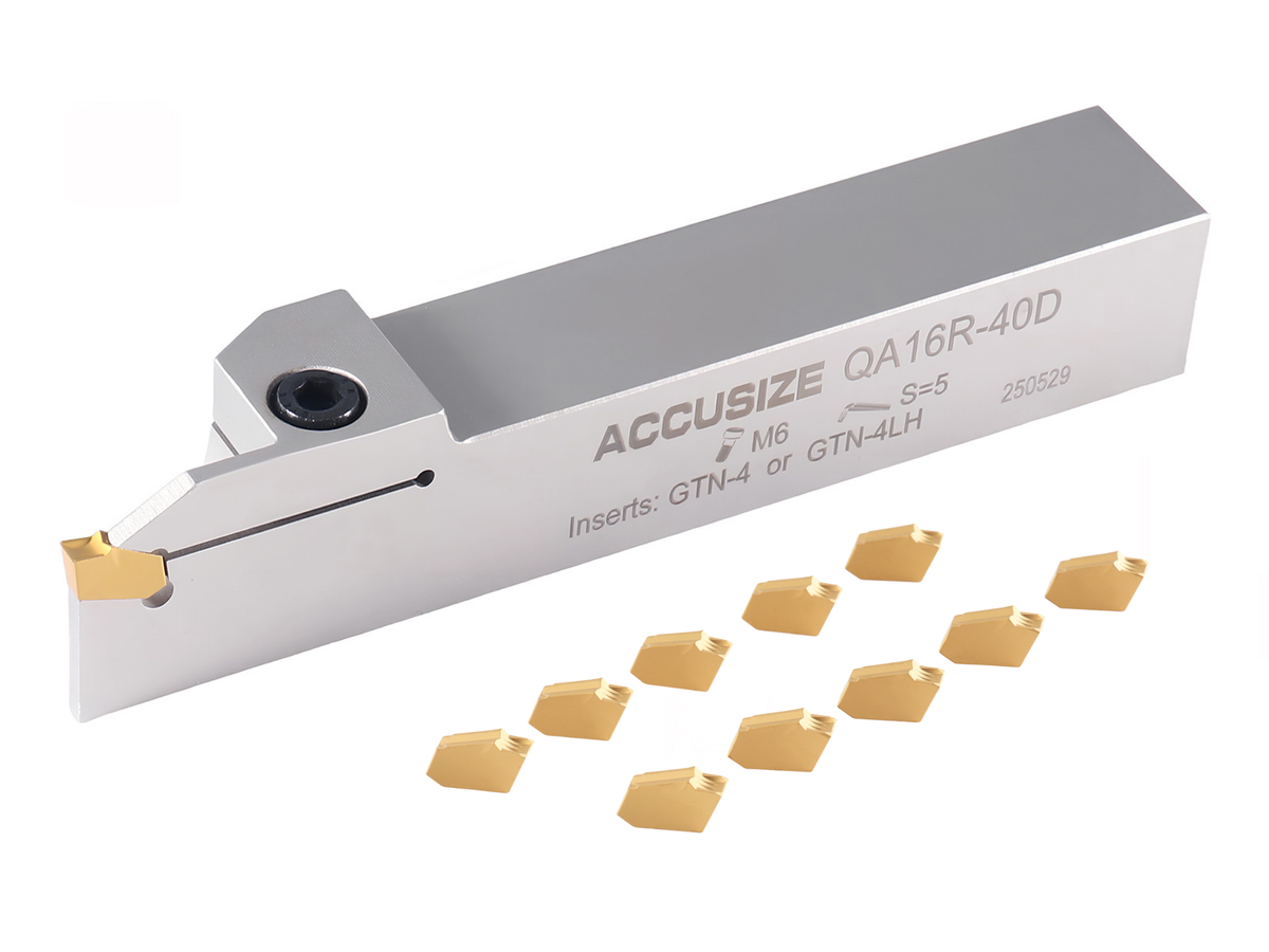 Porte-rainures et coupures indexables robustes avec embouts GTN extra 10 enrobés en carbure étN, 3/8", 1/2', 3/4", & 1", main droite