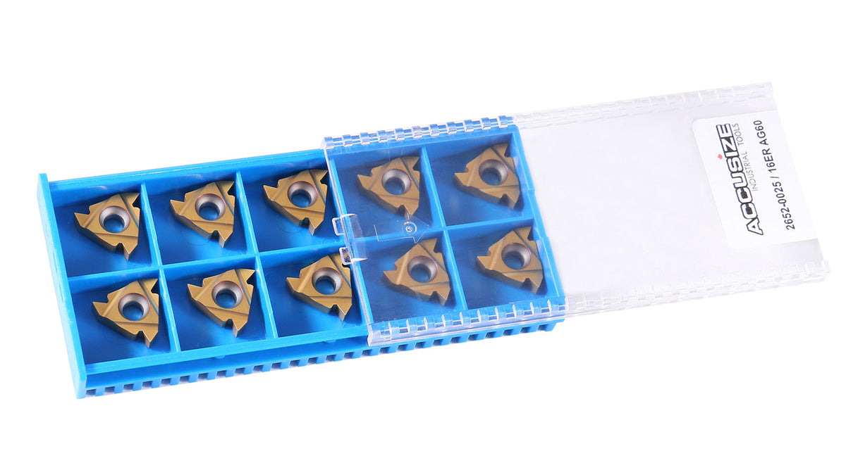 AG60, A60, Carbide Threading Inserts, TiN Coated, 10 Pcs/Box