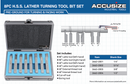 8 pcs H.S.S. Tool Bit Set, Pre-Ground for Turning & Facing Work, 1/4", 5/16", 3/8" & 1/2"