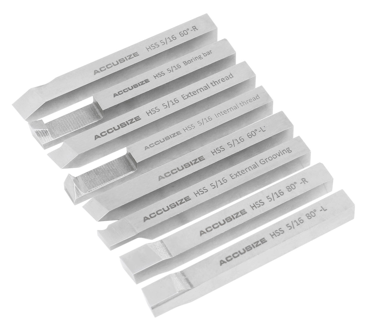 Jeu de 8 embouts à outils H.S.S., pré-rectifiée pour tournage et revêtement, 1/4", 5/16", 3/8" & 1/2"