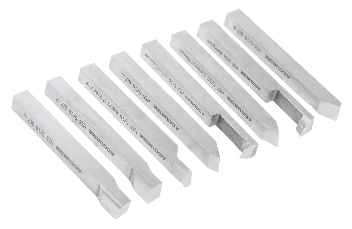 Jeu de 8 embouts à outils H.S.S., pré-rectifiée pour tournage et revêtement, 1/4", 5/16", 3/8" & 1/2"