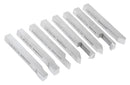 8 pcs H.S.S. Tool Bit Set, Pre-Ground for Turning & Facing Work, 1/4", 5/16", 3/8" & 1/2"