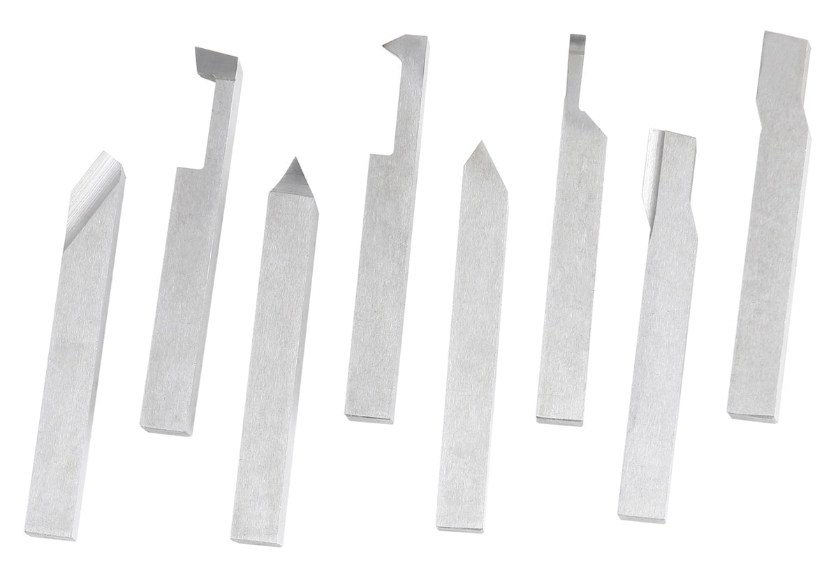 Jeu de 8 embouts à outils H.S.S., pré-rectifiée pour tournage et revêtement, 1/4", 5/16", 3/8" & 1/2"