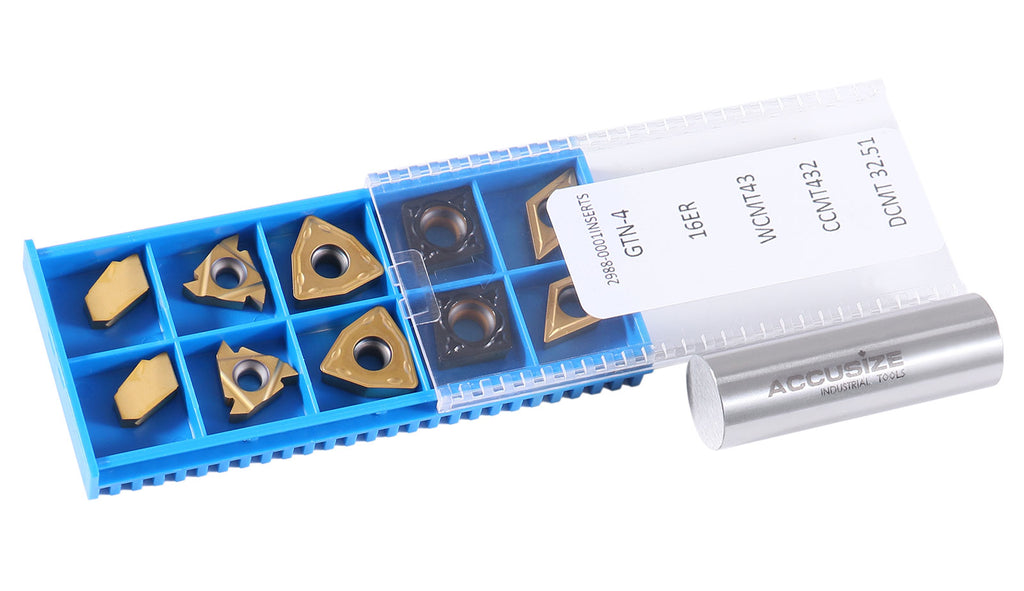 2 Pc of Each Style of Carbide Inserts for 9-Pc Indexable Carbide Turni