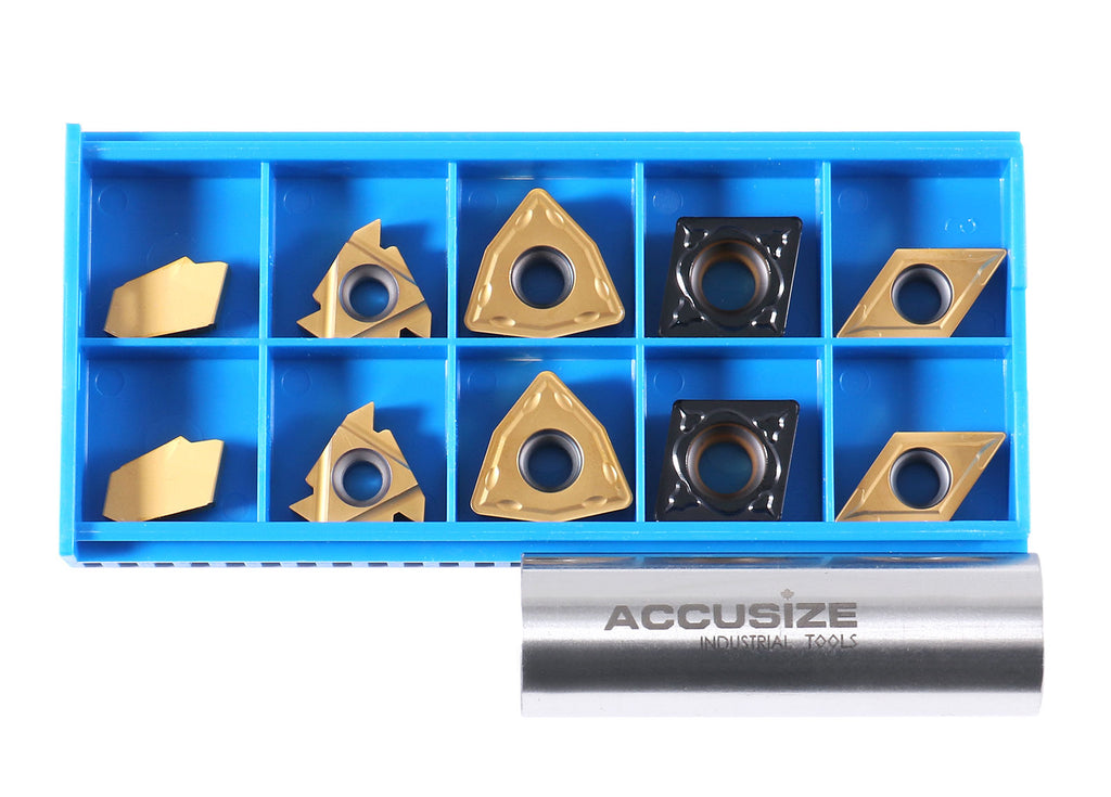 2 Pc of Each Style of Carbide Inserts for 9-Pc Indexable Carbide Turni